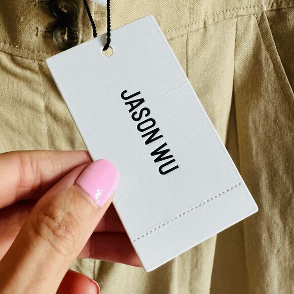 NWT Jason Wu Linen Blend High Waisted Pleated Shorts‎ – Cream – Size 10 – $230 - Picture 2 of 10